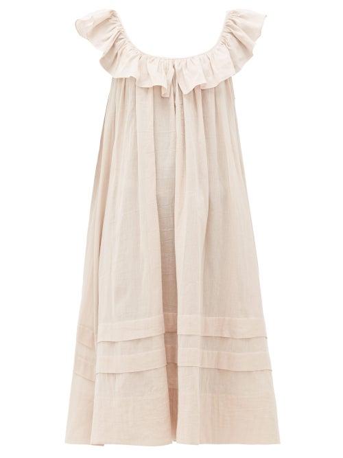 Matchesfashion.com Loup Charmant - Cirrus Ruffled Organic-cotton Muslin Smock Dress - Womens - Light Pink