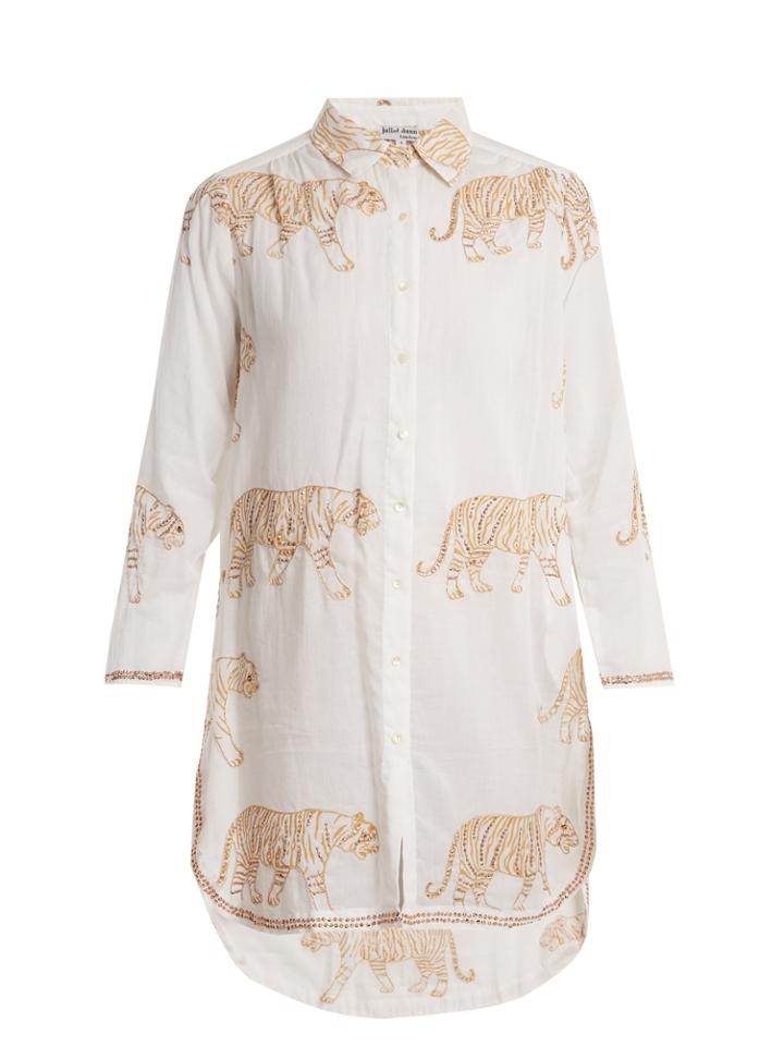 Juliet Dunn Tiger-print Cotton Shirt