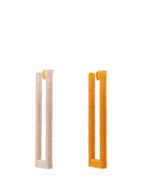 Matchesfashion.com Rebecca De Ravenel - Geo Mismatched Cord Earrings - Womens - Orange