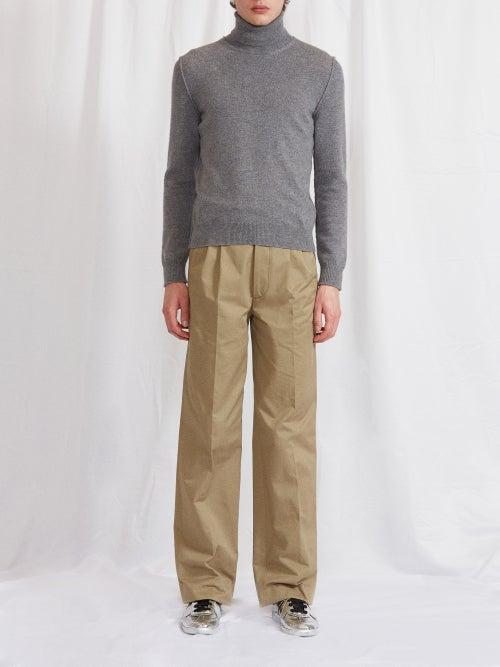 Maison Margiela - Pintucked Roll-neck Sweater - Mens - Mid Grey