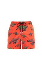 Matchesfashion.com Vilebrequin - Moorise Turtle-print Swim Shorts - Mens - Orange Multi