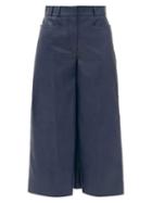 Matchesfashion.com Stella Mccartney - Charlotte Faux-leather Cropped Wide-leg Trousers - Womens - Navy