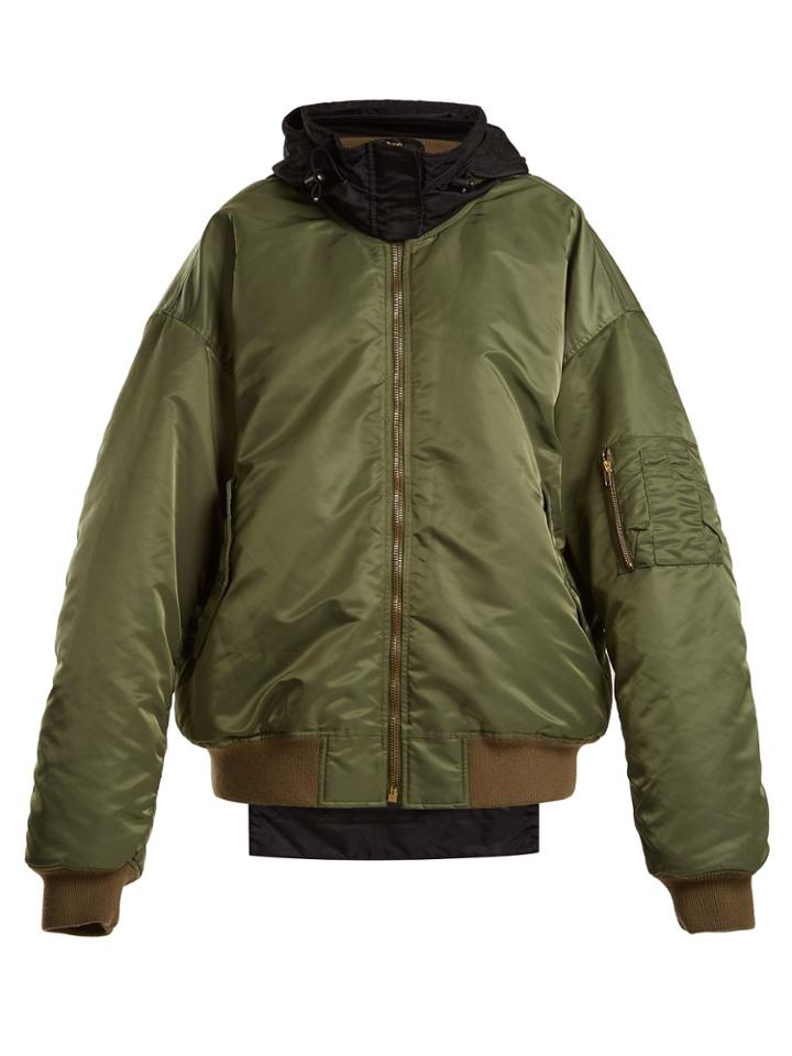 Vetements Contrast-panel Hooded Bomber Jacket