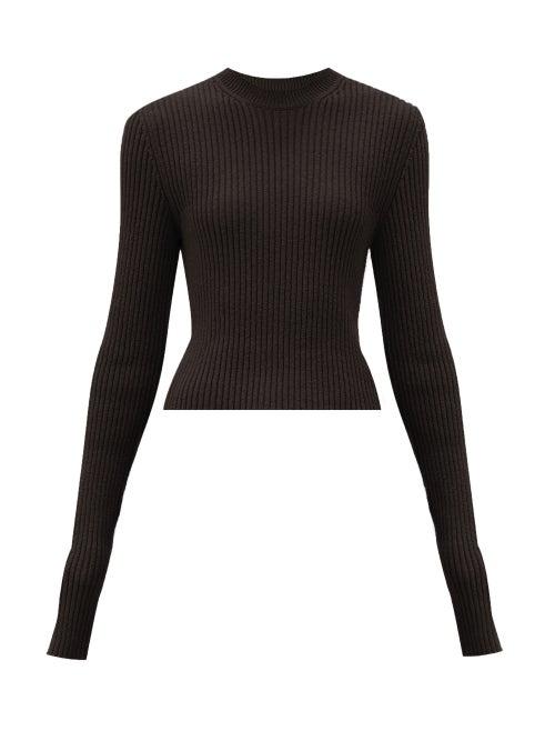 Matchesfashion.com Bottega Veneta - Cropped Ribbed-knit Sweater - Womens - Brown