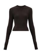 Matchesfashion.com Bottega Veneta - Cropped Ribbed-knit Sweater - Womens - Brown