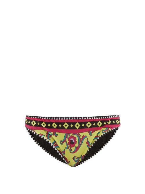 Matchesfashion.com La Doublej - Cartwheel Giallo-print Bikini Briefs - Womens - Yellow Multi