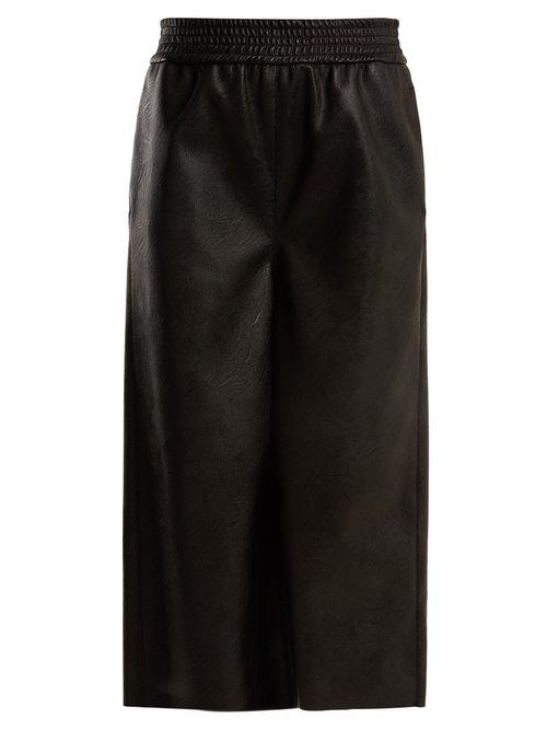 Matchesfashion.com Stella Mccartney - Wide Leg Cropped Faux Leather Trousers - Womens - Black