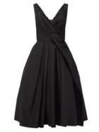 Matchesfashion.com Alexander Mcqueen - Sweetheart-neck A-line Microfaille Dress - Womens - Black