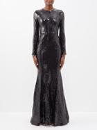 Dolce & Gabbana - Dna Corset-detail Sequinned Gown - Womens - Black