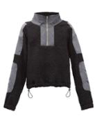 Matchesfashion.com Gmbh - Mathis High-neck Panelled Cotton-fleece Sweater - Mens - Black Grey
