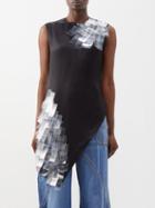 A.w.a.k.e. Mode - Asymmetric Sequinned Satin Top - Womens - Black Multi