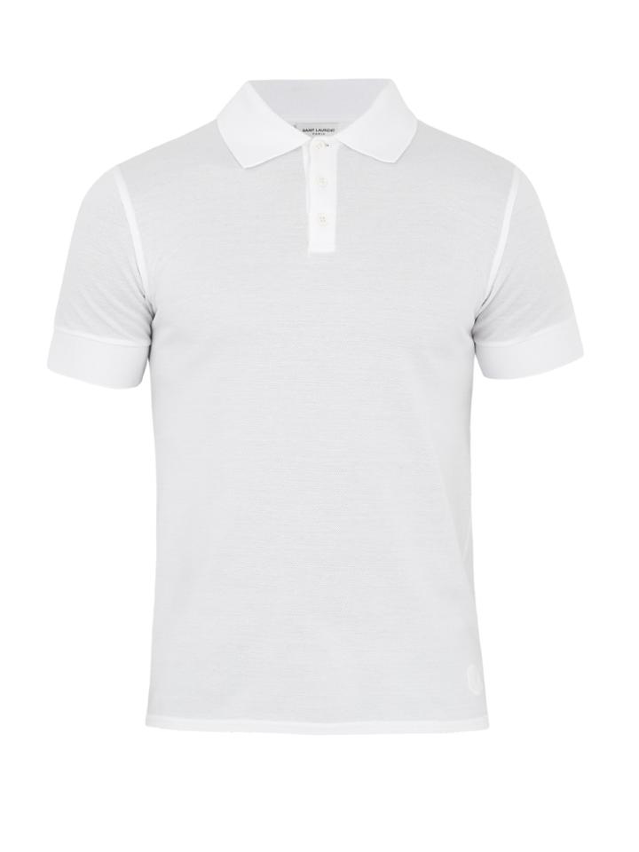 Saint Laurent Embroidered-crest Polo Shirt