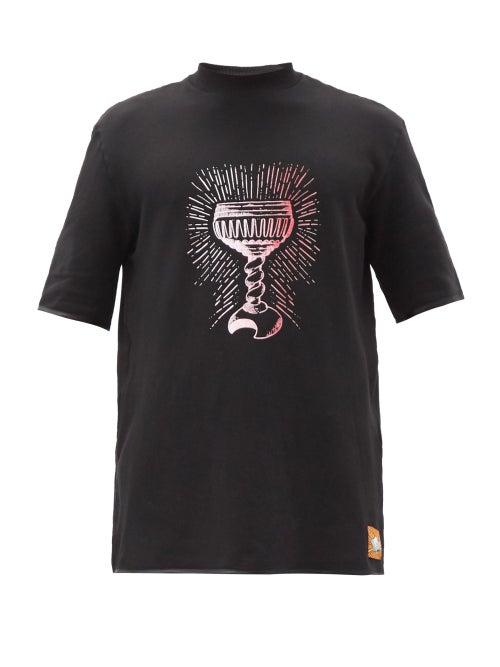 Matchesfashion.com Boramy Viguier - Grail-print Cotton-jersey T-shirt - Mens - Black