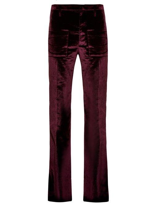 Matchesfashion.com Vetements - Flared Velvet Trousers - Womens - Burgundy