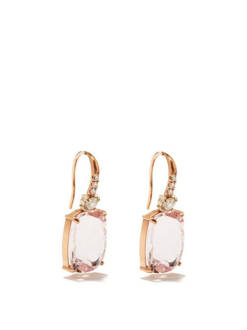 Irene Neuwirth - Diamond, Morganite & 18kt Rose-gold Drop Earrings - Womens - Light Pink
