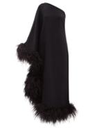 Taller Marmo - Ubud One-shoulder Feather-trimmed Dress - Womens - Black