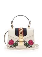 Matchesfashion.com Gucci - Sylvie Mini Embroidered Leather Shoulder Bag - Womens - White Multi