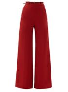 Matchesfashion.com Chlo - High-rise Leather-belted Crepe Wide-leg Trousers - Womens - Red