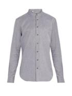 Matchesfashion.com Thom Sweeney - Nehru Collarless Woven Cotton Shirt - Mens - Grey