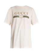 Gucci - Logo-print Cotton T-shirt - Womens - White Print