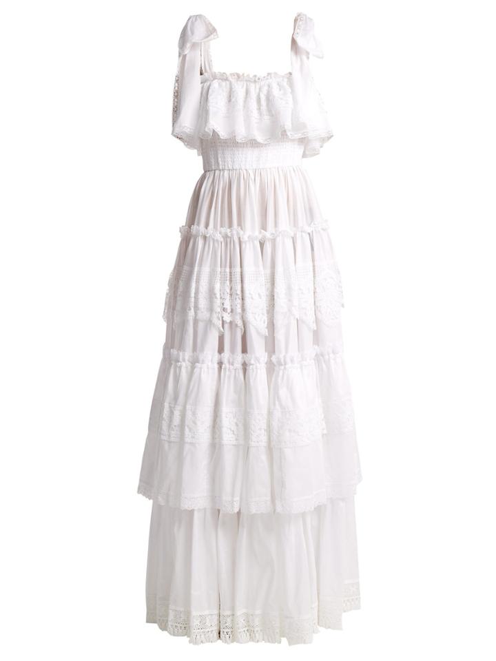 Dolce & Gabbana Cotton-mousseline Lace-trimmed Gown