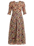 Masscob Mina Rose-print Cotton Midi Dress