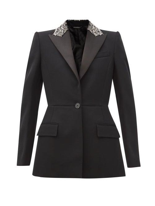Matchesfashion.com Givenchy - Crystal-embellished Wool-barathea Suit Jacket - Womens - Black