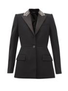 Matchesfashion.com Givenchy - Crystal-embellished Wool-barathea Suit Jacket - Womens - Black
