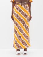 Christopher Esber - Hibiscus-print Silk-twill Tie-waist Skirt - Womens - Orange Print