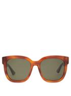 Matchesfashion.com Gucci - Web Striped Square Frame Acetate Sunglasses - Womens - Green