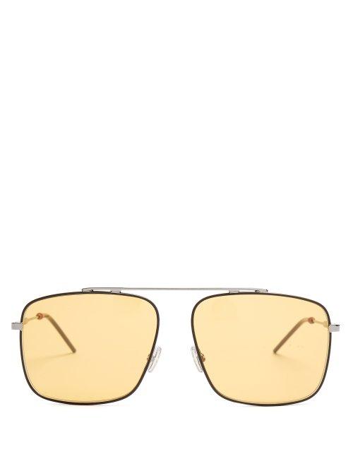 Matchesfashion.com Dior Homme Sunglasses - Square Metal Sunglasses - Mens - Silver