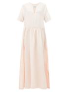 Matchesfashion.com Jil Sander - Gathered-waist Slubbed-voile Maxi Dress - Womens - Light Pink