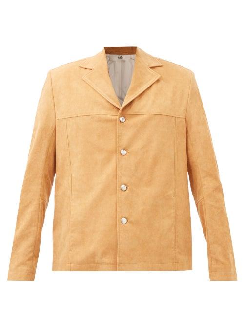 Sfr - Francis Cuban-collar Faux-suede Jacket - Mens - Dark Beige