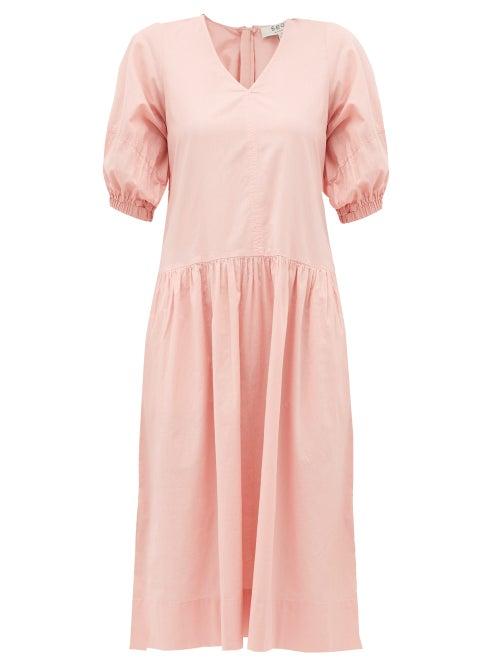 Matchesfashion.com Sea - Rumi V Neck Cotton Dress - Womens - Pink