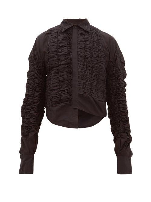 Matchesfashion.com Bianca Saunders - Asymmetric Shirred Cotton Shirt - Mens - Black