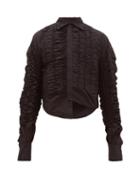 Matchesfashion.com Bianca Saunders - Asymmetric Shirred Cotton Shirt - Mens - Black