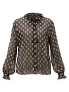 Matchesfashion.com Etro - Breton Paisley Fil-coup Silk-georgette Blouse - Womens - Black Gold