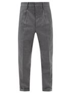 Ami - Cropped Wool-flannel Trousers - Mens - Grey