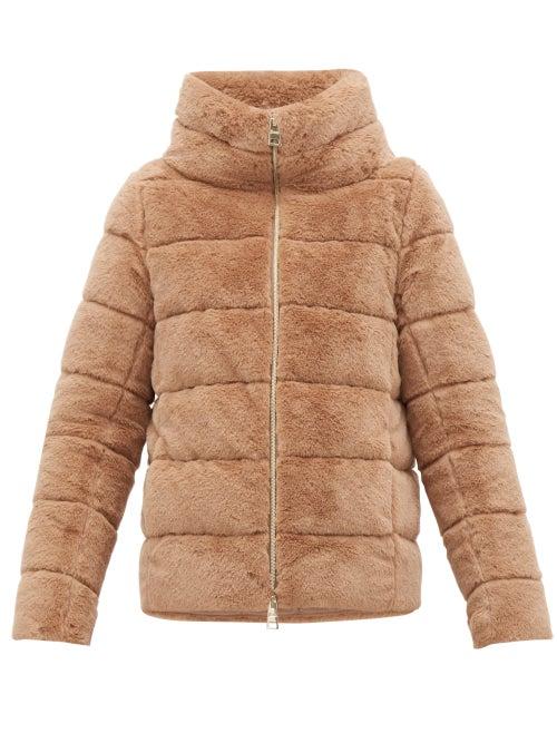 Matchesfashion.com Herno - Quilted Down Faux Fur Jacket - Womens - Beige