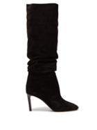 Matchesfashion.com Saint Laurent - Mica Slouched Suede Boots - Womens - Black