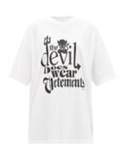 Vetements - Devil Does Wear-print Cotton-jersey T-shirt - Womens - White Black