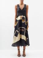 Louisa Parris - The Casablanca Printed Silk Dress - Womens - Black Multi
