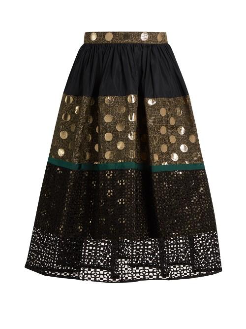 Kolor Contrast-panelled A-line Skirt