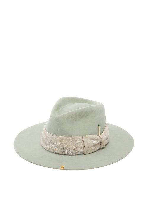 Matchesfashion.com Nick Fouquet - Santa Lucia Paint-splatter Bow Felt Fedora Hat - Mens - Green
