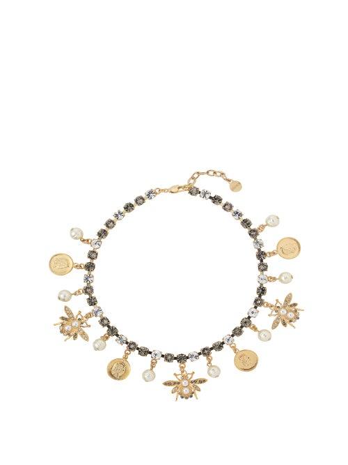 Matchesfashion.com Erdem - Bee And Crystal Charm Necklace - Womens - Gold