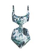 Mara Hoffman Sea Tree-print Cut-out Swimsuit
