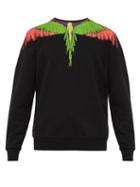 Matchesfashion.com Marcelo Burlon - Glitch Wings Print Cotton Sweatshirt - Mens - Black Multi
