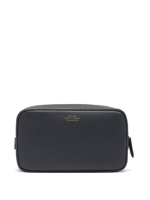 Matchesfashion.com Smythson - Panama Double-zip Leather Wash Bag - Mens - Navy