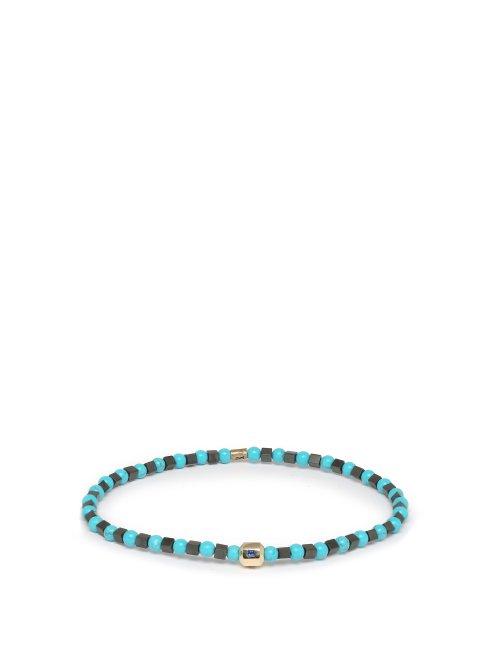 Matchesfashion.com Luis Morais - Sapphire Charm Beaded Bracelet - Mens - Blue