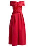 Matchesfashion.com Preen By Thornton Bregazzi - Ellie Ted Off The Shoulder Satin Midi Dress - Womens - Pink Multi